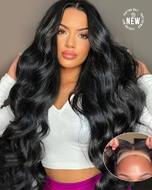 Synthetic wavy wig with a heat - friendly formula10x6 Parting Max Lace Body Wave Easy-Wear Lace Frontal Mini Knots Natural Black Human Hair Wigs