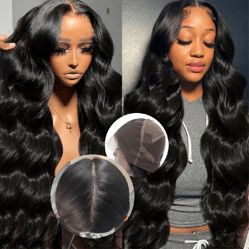 Wavy wig with a middle - part for a classic and elegant style[$120 OFF] Skin Melt Full Lace Body Wave Wig Invisible Swiss Lace Wigs