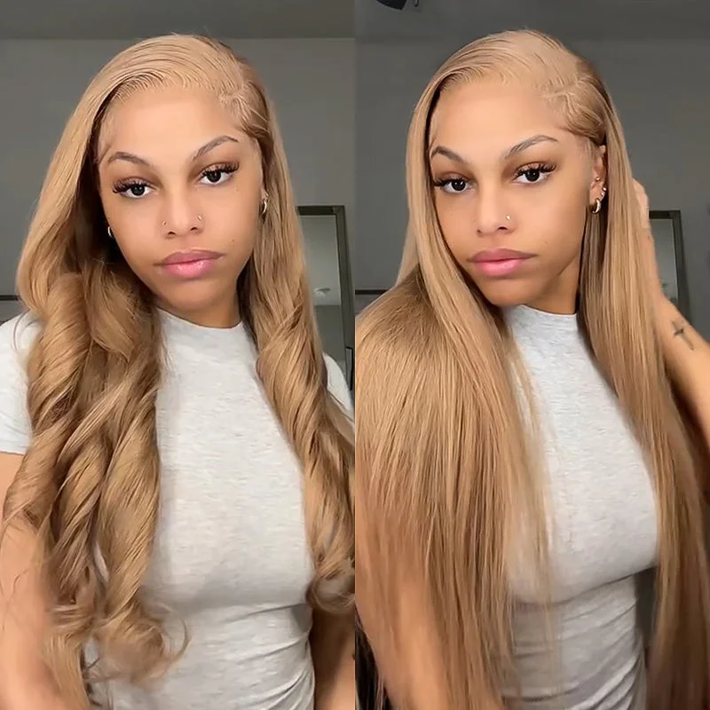 Wavy wig with a 180 - density for a full and thick appearance13x4/13x6 Flaxen Ash Blonde Preplucked Human Hair Lace Front Wig