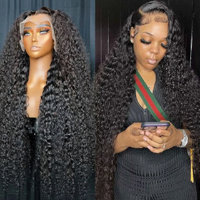 Curly wig with a middle - part for a classic and elegant style13x4 HD Lace Frontal Wig Kinky Curly Lace Front Wigs