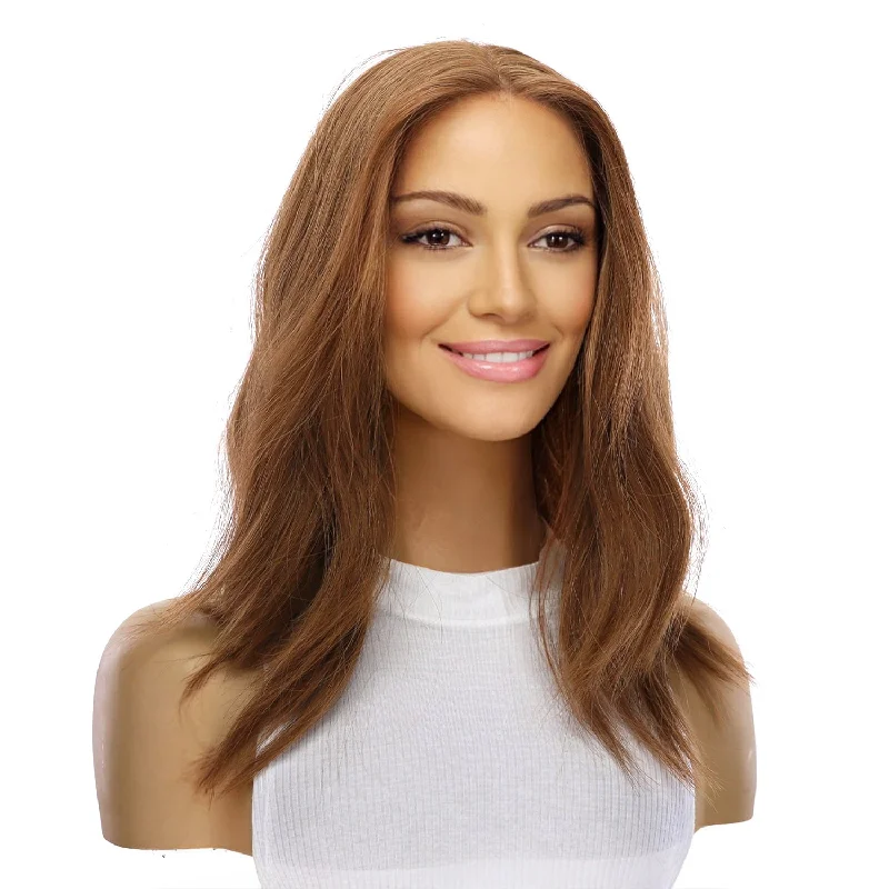 Lace - front short wig for a seamless and realistic hairline16" Ponytail Silk Part Wig Copper