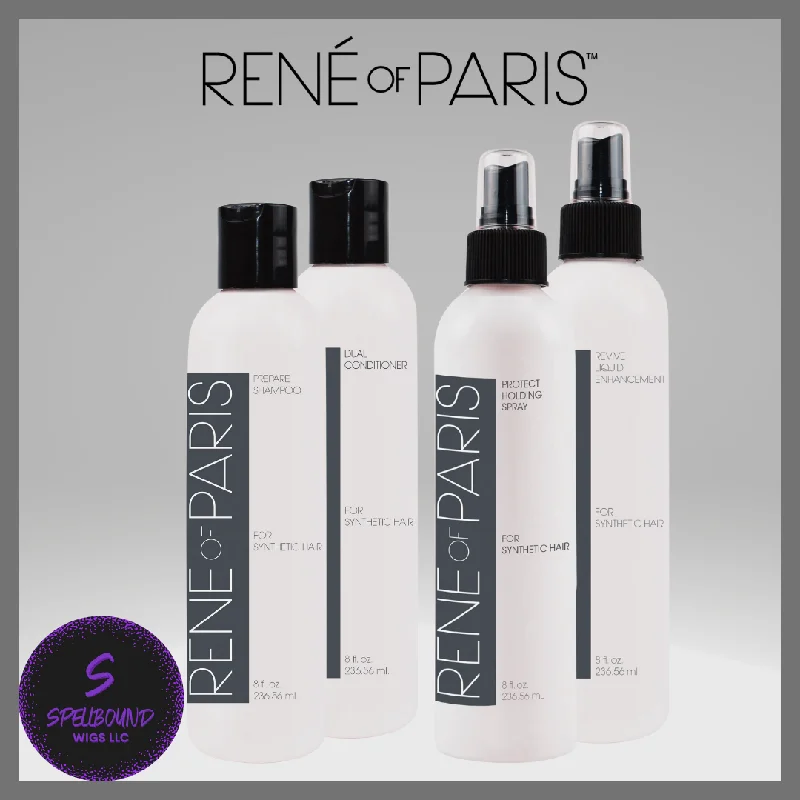 Short wig for daily office wear with a professional look4 Piece Hair Care System for Synthetic Hair by René of Paris