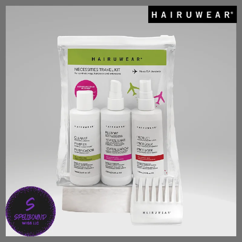 Short wig with a pre - plucked hairline for a more natural look4 Piece Necessities Travel Kit by HairUWear