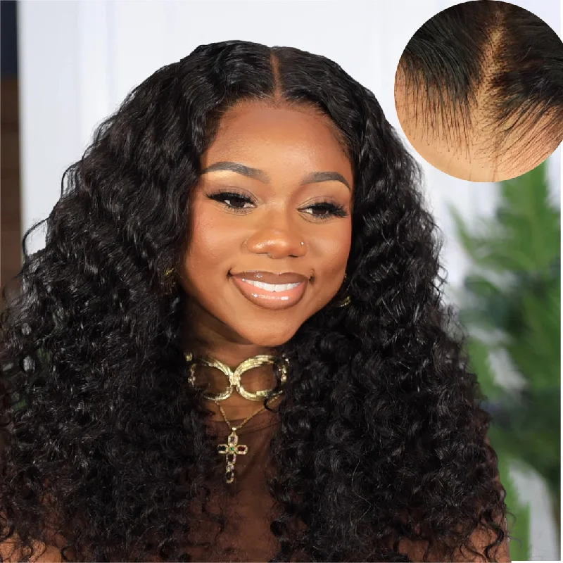 Curly wig with a wavy fringe for a soft and feminine lookGlueless Wigs 4x4 Closure/13x4 Undetectable Transparent Lace Wig Wear and Go Wigs 180% Density