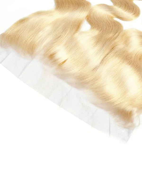 Wavy wig with a silk - base cap for a comfortable and smooth feelCurlyMe Body Wave 613 Blonde Virgin Human Hair 13x4 Lace Frontal