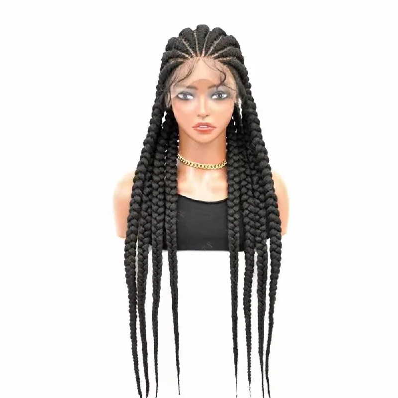 Cornrow Braid & Plait Hair Extensions with a Middle - Part for a Stylish Look9 Straight Back Braid Wig