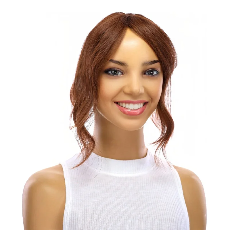 Short wig for daily office wear with a professional look9" Fringe Topper Auburn