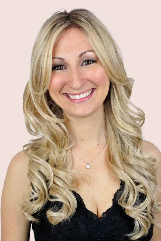 Wavy wig with a pre - bleached knot for a natural - looking scalpAlexa LF Mono w/ Roots (long wig)