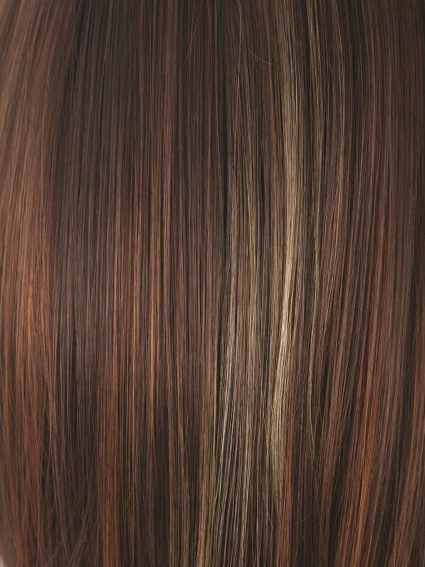 Razberry Ice R | Rooted Dark Medium Auburn base with Copper and Strawberry Blonde highlights