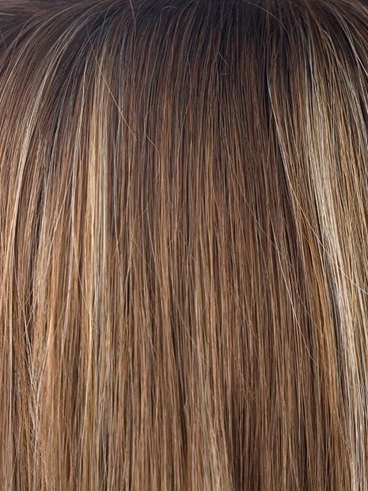 MAPLE-SUGAR-R | Dark with Light Honey Brown base with Strawberry Blonde highlights with Dark Roots