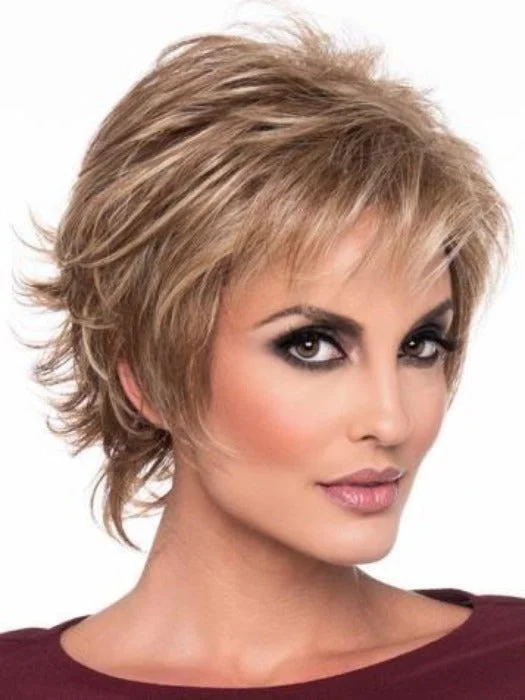 Short wig with a wavy texture for a beachy and relaxed lookAria | Human Hair/Synthetic Blend Wig by Envy