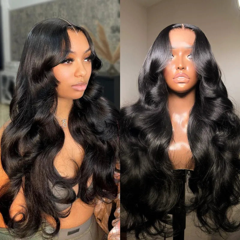 Long - length wavy wig with loose waves for a glamorous lookAshimary Curtain Bangs Layered Cut 4x4 Transparent Lace Body Wave Wig 180% Density Butterfly Cut Human Hair