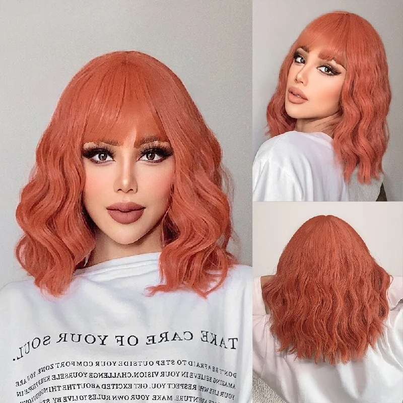 Wavy wig with a natural - looking root for a more realistic lookGinger Short Bob Wave Synthetic Wigs