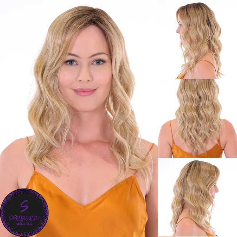 Short wig with a curly texture for a playful and youthful vibe100% Hand-made Premium Topper Wave 18" - by BelleTress