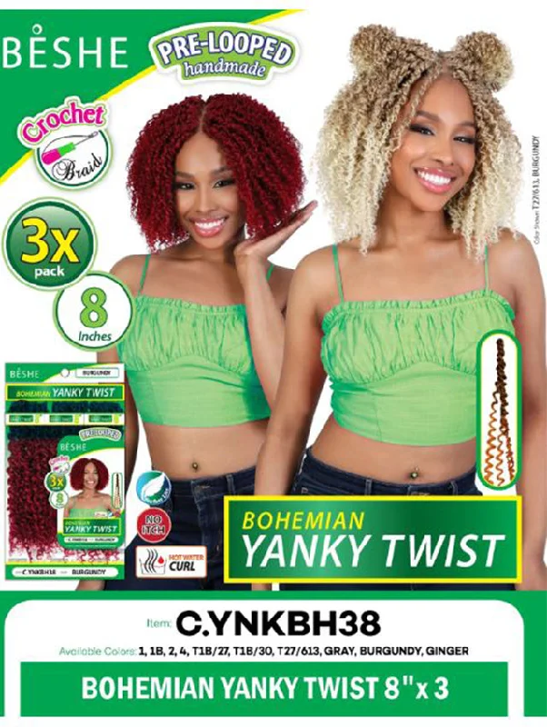 Braid & Plait Hair Extensions with a Straight End for a Sleek AppearanceBeshe BOHEMIAN YANKY TWIST 8"x3" Pre-looped Handmade Crochet Braid (C.YNKBH38)