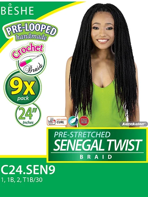 Sew - in Braid & Plait Hair Extensions for a Long - Lasting and Secure StyleBeshe Pre-Stretched 9X SENEGAL TWIST Crochet Braid 24