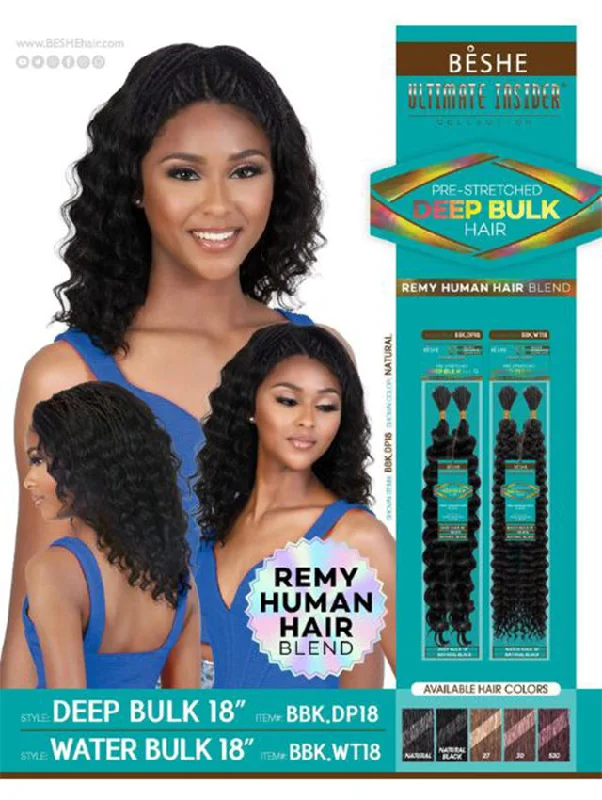 Heat - Resistant Braid & Plait Hair Extensions for Easy StylingBeshe Ultimate Insider Human Hair Blend Pre-stretched WATER BULK HAIR (BBK.WT18)