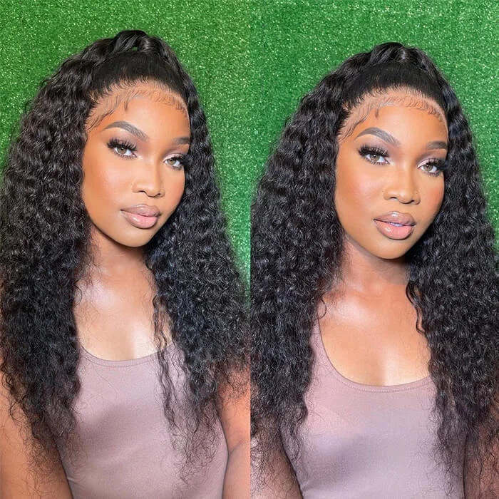 Curly wig with a honey - blonde color for a warm and sunny appearanceBrazilian 32 Inch 13x6 Lace Wigs 4x4 Lace Closure Wigs Kinky Curly Human Hair Wig