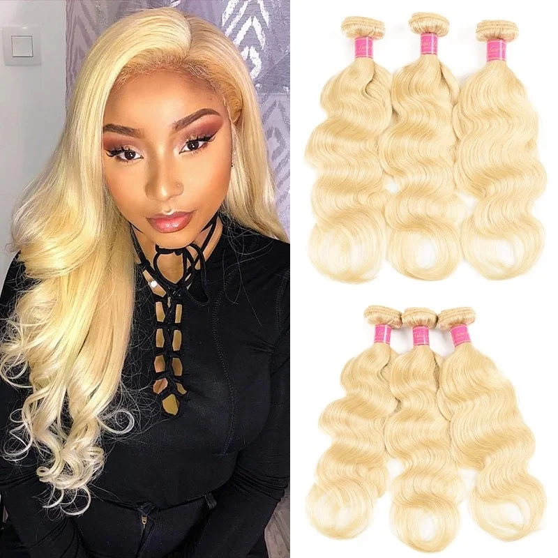 Body - wave wig with a full and voluminous lookBrazilian Body Wave Blonde Hair Weaves 613 Color 3 Bundles/4 Bundles A Pack,  100% Human Hair Weave-Klaiyi Hair