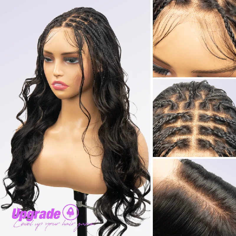 Curly wig with a water - wave texture for a unique and stylish choiceFABA Mermaid Braids Pre-Braided PreMarting 9x6 HD Lace Wig Wear GO Wigs With Bleached Bye Bye Knots