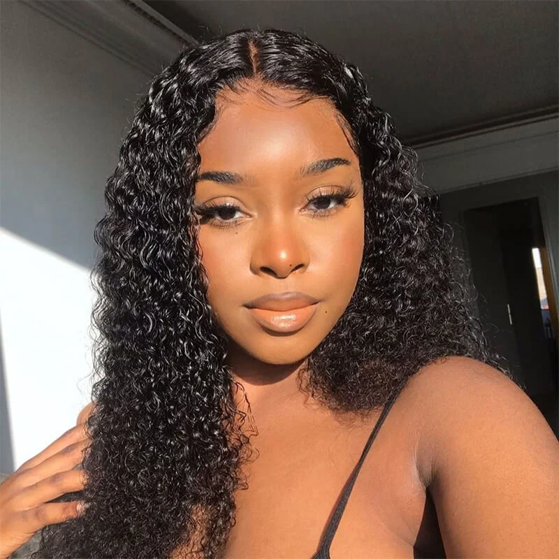 Curly wig with a pre - bleached knot for a natural - looking scalpFABA Wigs Best 360 Transparent Lace Front Wigs Pre Cut Black Curly Wig