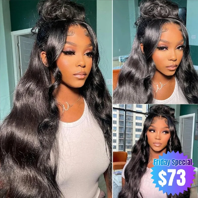 Human - hair wavy wig for a natural and luxurious feel【Friday Special】4X4/13x4 Transparent Lace Wig 250% Human Hair Wig Body Wave