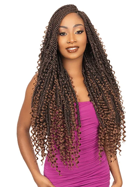 Box Braid & Plait Hair Extensions in a Jet - Black Color for a Classic AppearanceJanet Collection Nala Tress 3X BOHO CHIC PASSION TWIST 20" Crochet  Braids