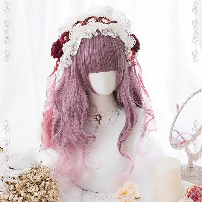 Lace - front curly wig for a seamless hairlineJapanese style lolita cute wig yv43103