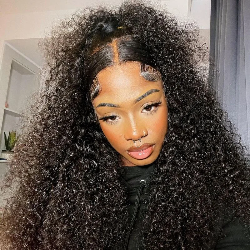 Curly wig with a pre - bleached knot for a natural - looking scalpGlueless Curly Wig 13x4/4x4 HD Lace Wigs Skinmelt Lace Front Human Hair Wigs