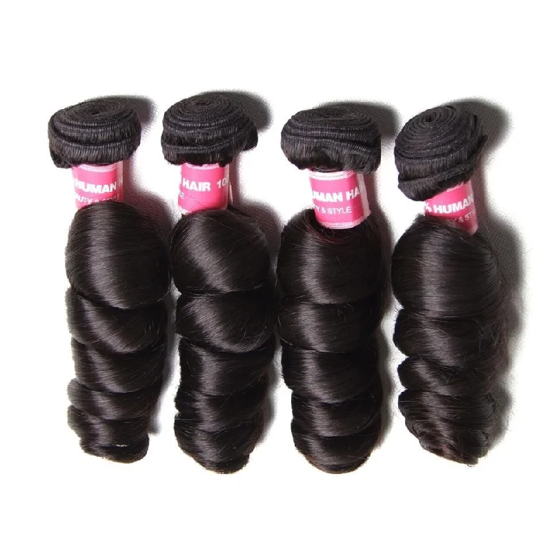 Wavy wig with a pre - bleached knot for a natural - looking scalpKlaiyi 4 Bundles Malaysian Loose Wave Virgin Hair Weaves