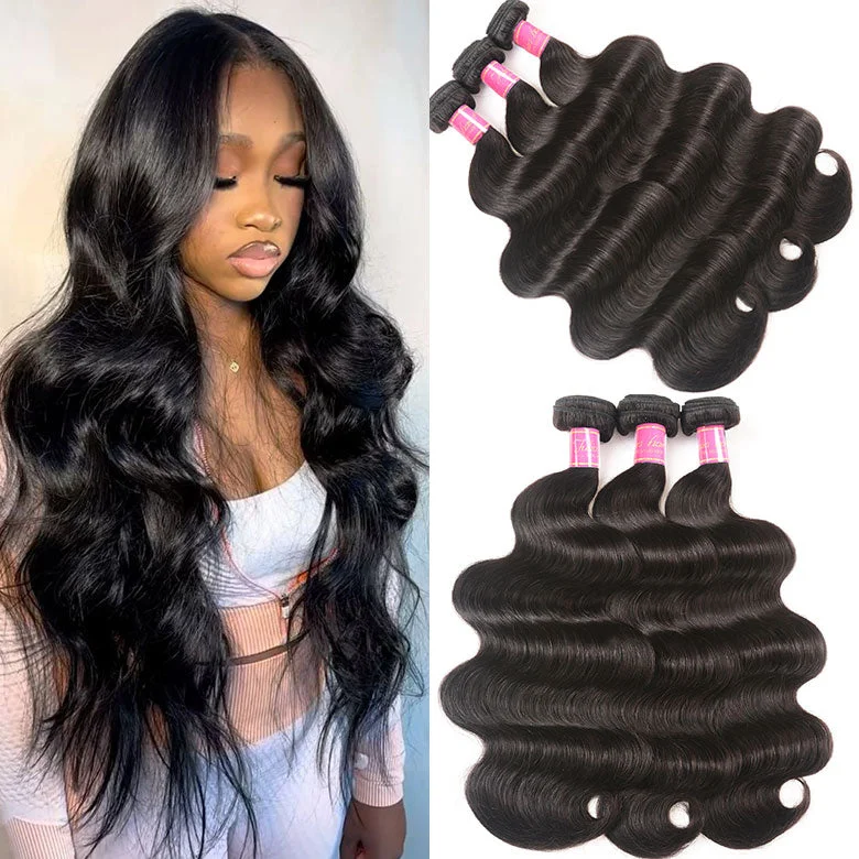 Wavy wig with a water - wave texture for a unique and stylish choiceKlaiyi Brazilian Hair Body Wave Human Virgin Hair Weft 3 or 4 Bundles/Pack