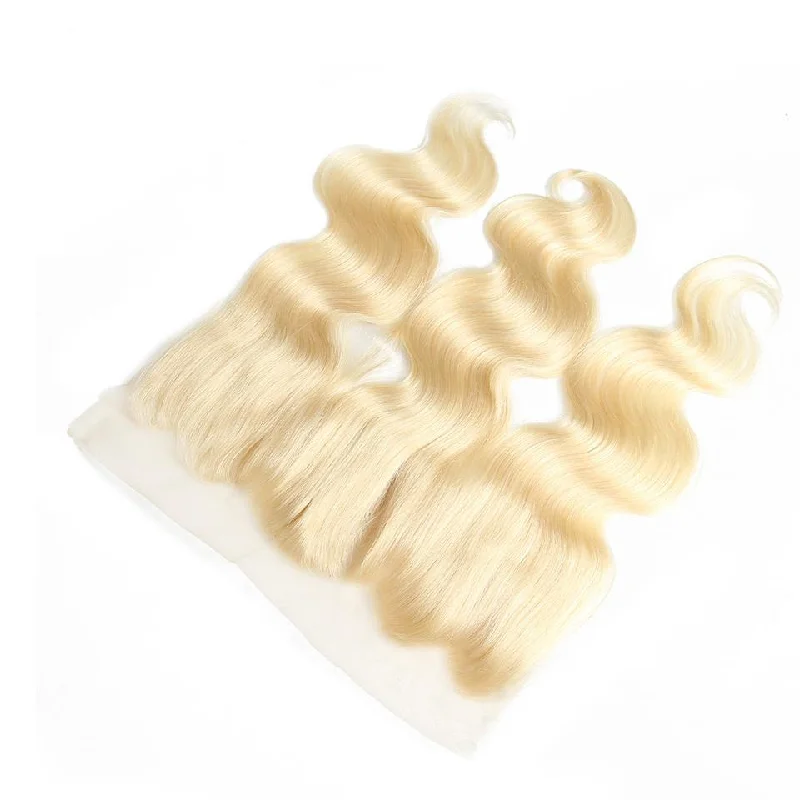 Wavy wig with auburn undertones for a unique and eye - catching colorKlaiyi Hair 613 Blonde Body Wave Hair 13*4 Lace Closure, 100% Human Hair On Deals