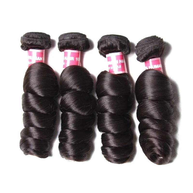 Wavy wig with auburn undertones for a unique and eye - catching colorKlaiyi Brazilian Loose Wave 4 Bundles/Pack 7A Good Quality Virgin Human Hair Weave Bundles