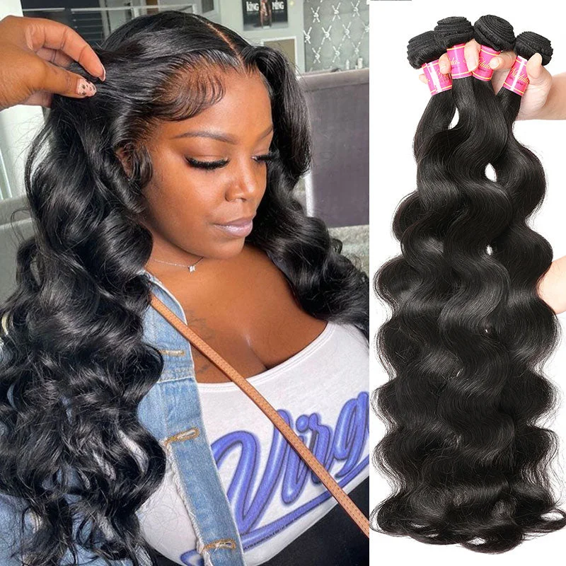 Wavy wig with a natural - looking root for a more realistic lookKlaiyi Hair 3 Bundles Body Wave Virgin Hair 100% Unprocessed Human Hair Extension Deals