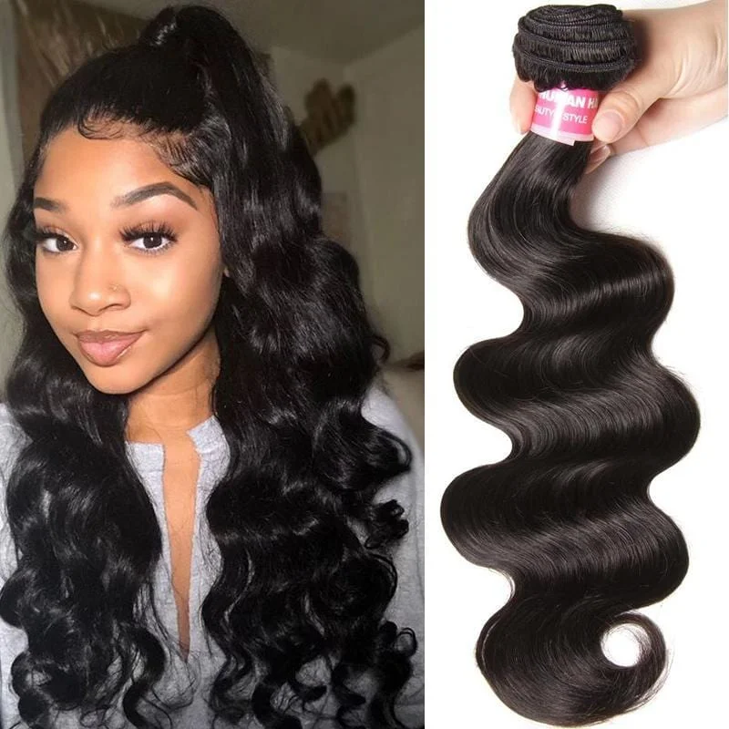 Wavy wig with a pre - styled curl pattern for convenienceKlaiyi Hair Virgin Body Wave 100% Human Hair Weave 1 Bundle Deal