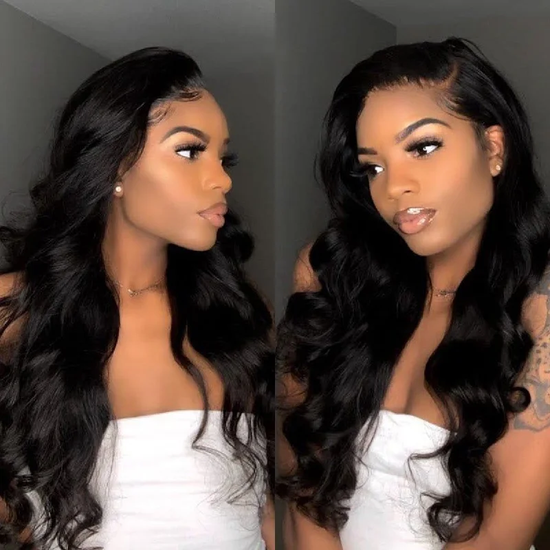 Wavy wig with a side - part for a more flattering lookKlaiyi Remy Hair Brazilian Body Wave 4 Bundles with 4*4 Lace Closure Youth Series