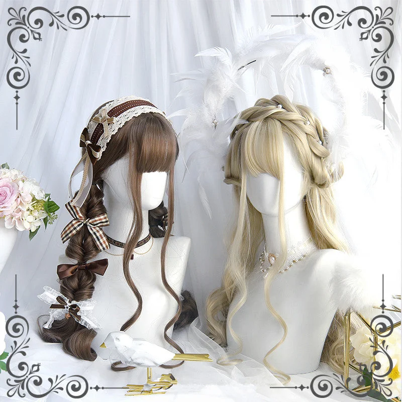 Curly wig with a side - part for a more flattering lookLolita cute long curly wig yv30284