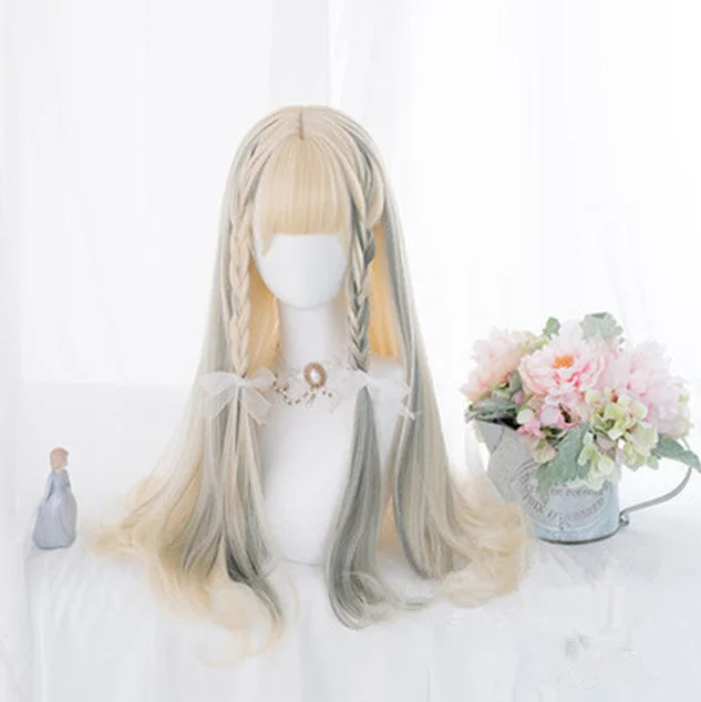 Curly wig with a side - part for a more flattering looklolita highlight gradient wig yv30995