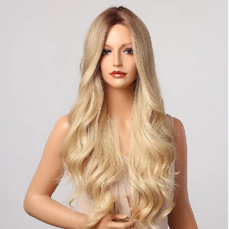 Ombre curly wig with a seamless color blend23 Inches Long Body Wave Synthetic Wig - Jules