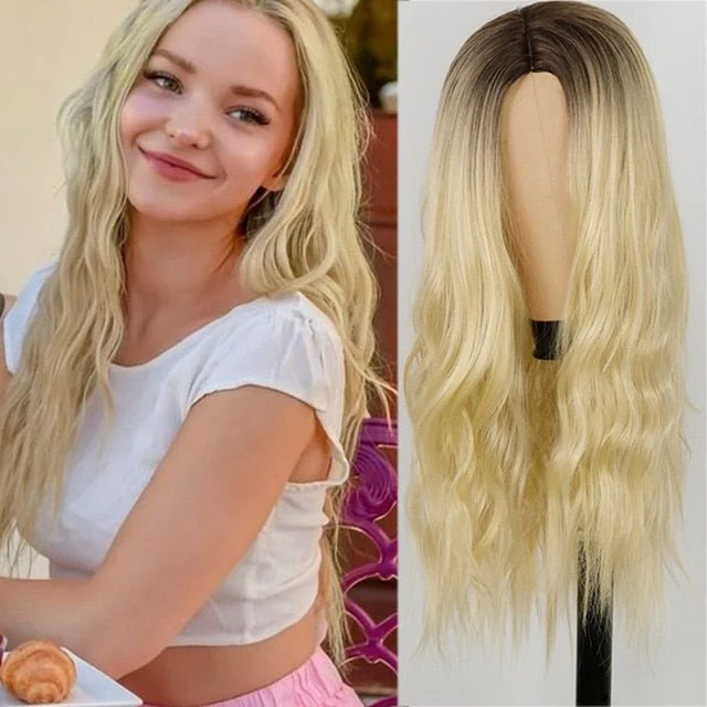 Body - wave wig with a full and voluminous lookLong Yellow Wavy Hairstyle Synthetic Wigs