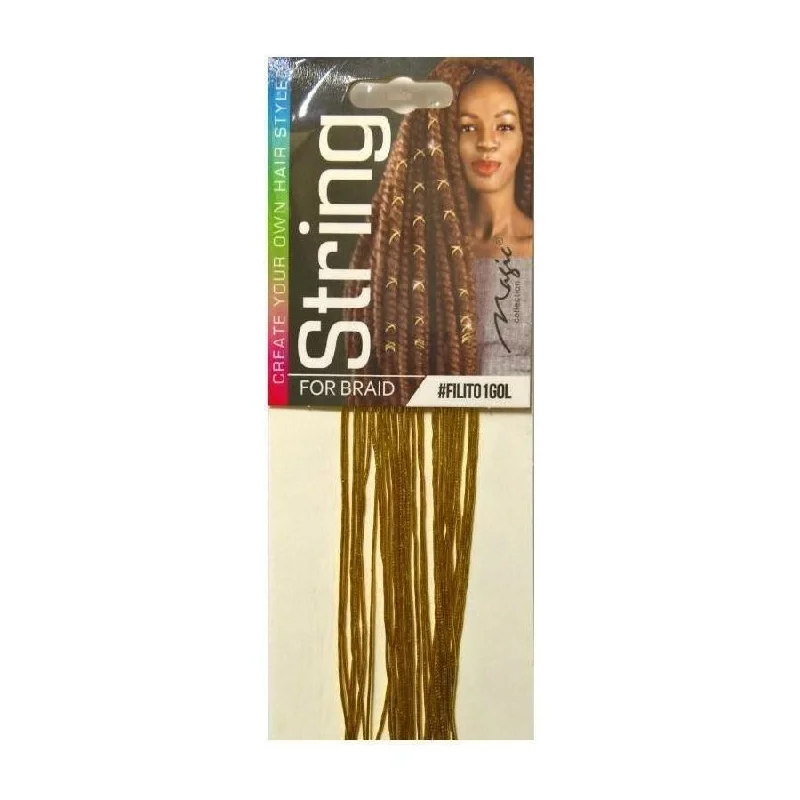 Bohemian - Style Braid & Plait Hair Extensions with Beads for a Trendy LookMagic Collection String for Braid, Metallic Gold #FILITO1GOL