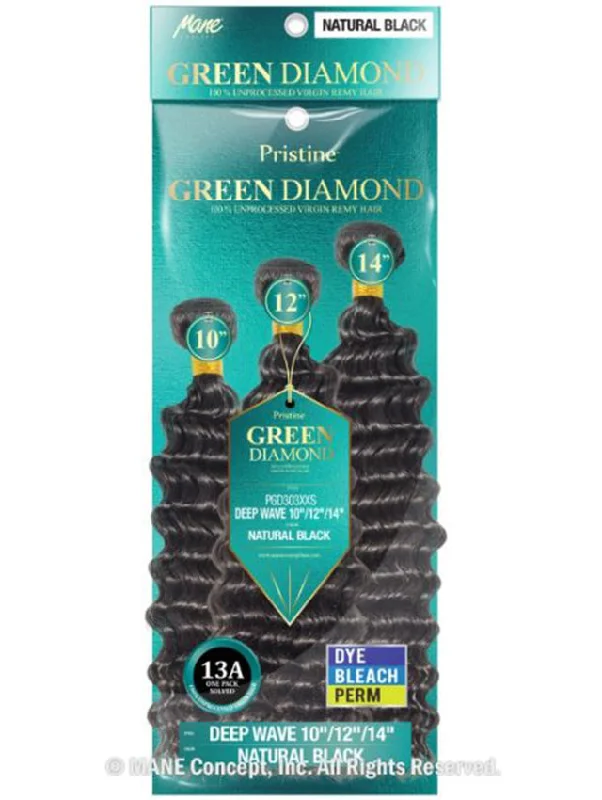 Cornrow Braid & Plait Hair Extensions with a Middle - Part for a Stylish LookMane Concept Pristine Green Diamond 100% Human Hair - (PGD303XXS-XXL) DEEP WAVE"