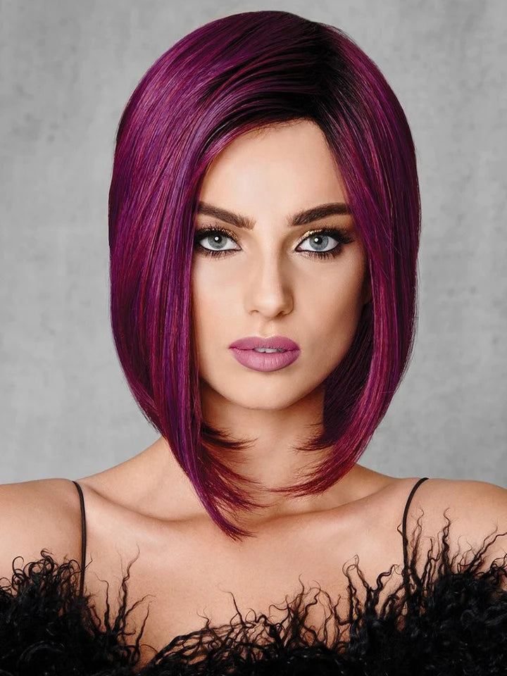 Layered short wig to add volume and dimensionMidnight Berry by Hairdo