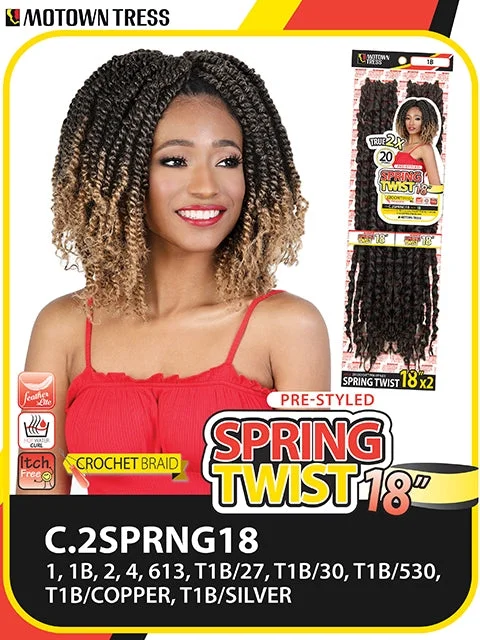 Heat - Resistant Braid & Plait Hair Extensions for Easy StylingMotown Tress 2X SPRING TWIST Crochet Braid 18 (C.2SPRNG18)