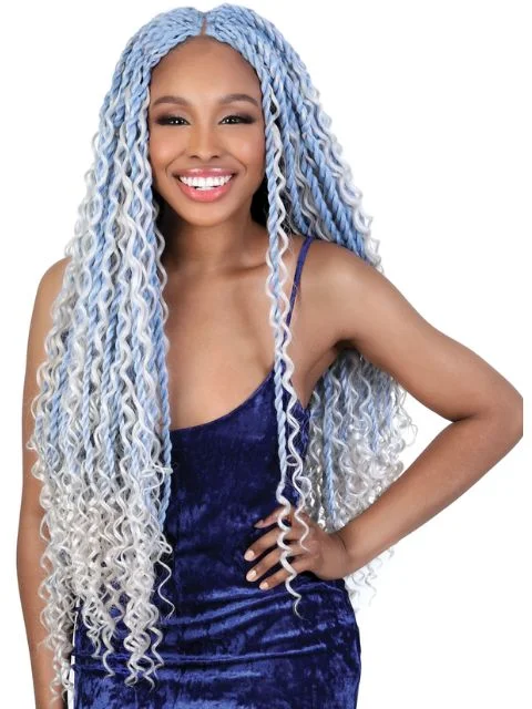 Fishtail Braid & Plait Hair Extensions with a Side - Part for a Flattering StyleMotown Tress 3X WATER FALL BOHO GODDESS SENEGAL TWIST 30" Pre-Looped Crochet- C.WFSEN303