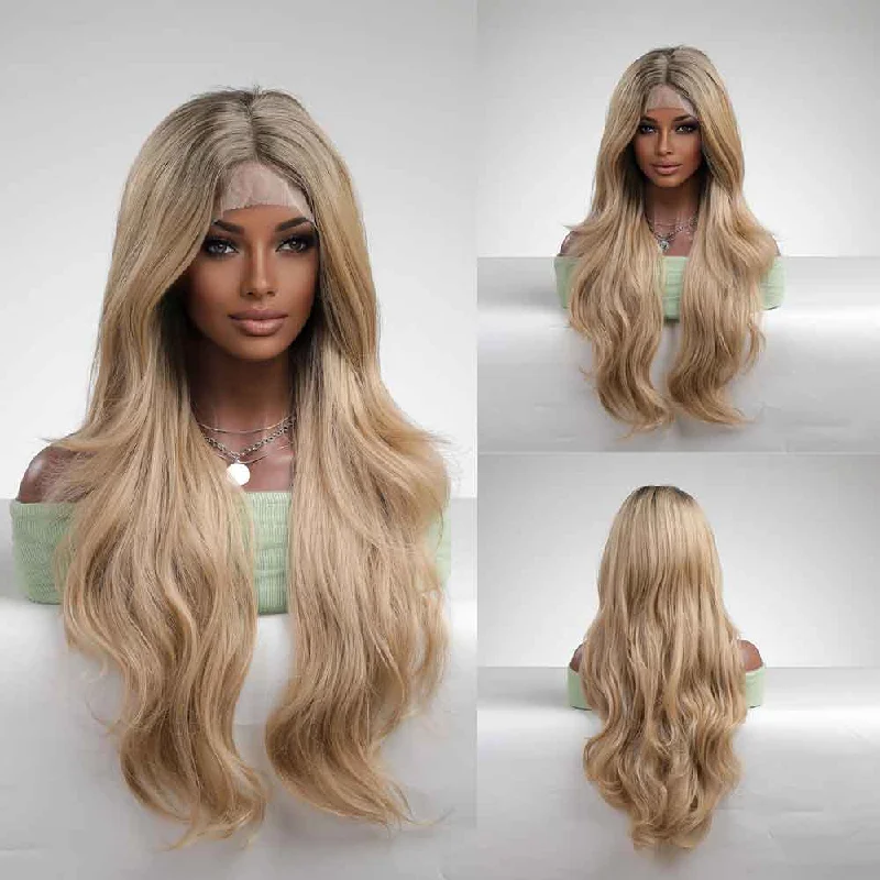 Wavy wig with a side - part for a more flattering lookNatural Lace Front Blonde Wig