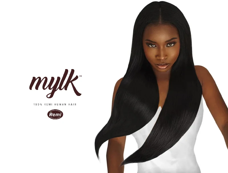 Ponytails for a formal event with a touch of sparkle or beadsOUTRE REMI HUMAN HAIR WEAVE MYLK YAKI 10" [W]