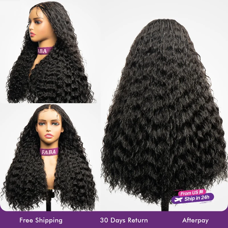 Curly wig with a wavy fringe for a soft and feminine lookFABA Pre-Braided Goddess Braid 9x6 PreMarting Wear GO Wigs HD Lace Wig Natural Black Wig With Bleached Bye Bye Knots