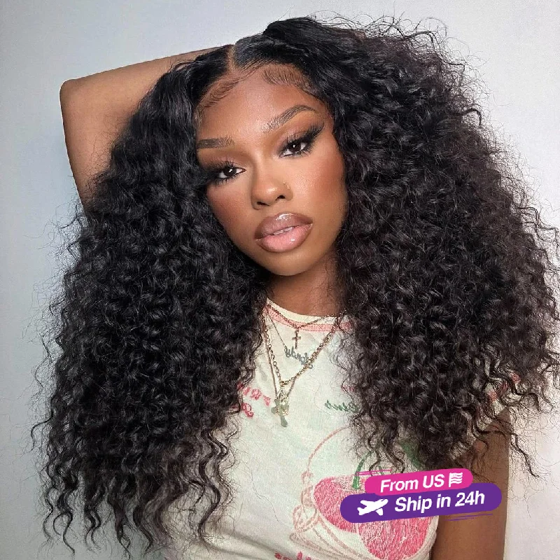 Human - hair curly wig with a bouncy and natural movementFABA Pre-Style Part Max 9x6 Pre-Bleached Bye Bye Knots Glueless Wig Curly Wigs Natural Hairline Wig