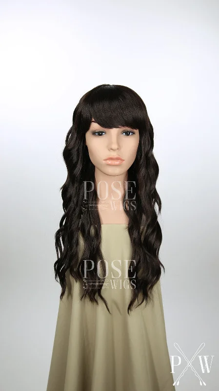 Wavy wig with a wavy bang for a trendy and modern styleOphelia Dark Chocolate - Fashion Wig